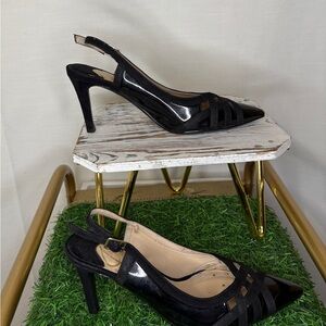 J.Renee Black Cierra Slingback Heels with Pointed Toe Size 7M